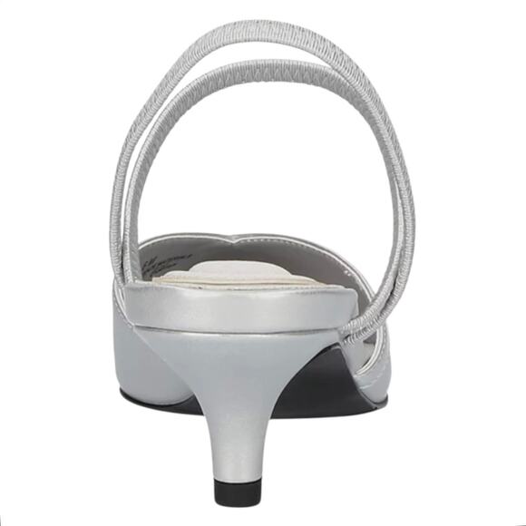 Easy Street Women's Unna Slingback Kitten Heel Pumps Silver Size 8 1/2 - Picture 3 of 5